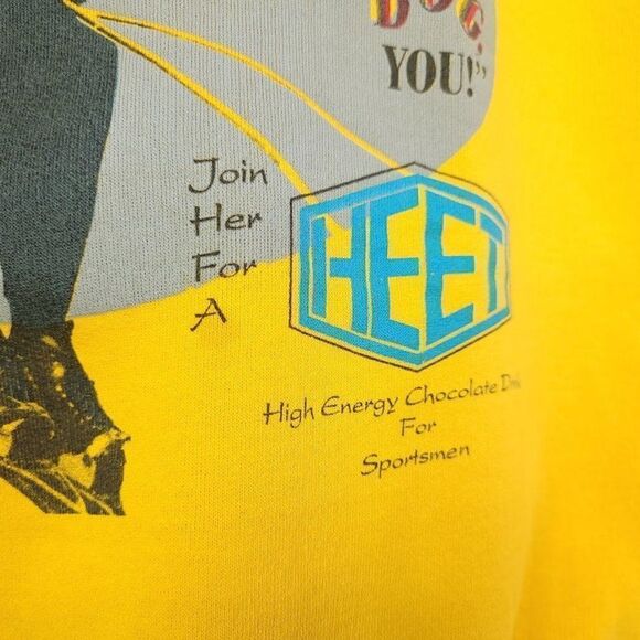 Ski Lift Sweatshirt Vintage 80s Downhill Skiing HEET Chocolate Drink Medium - Picture 3 of 9